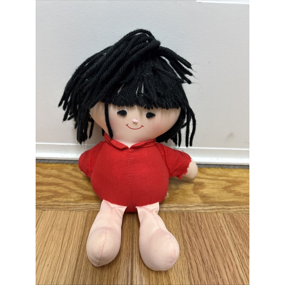 Vintage Rare Fun Farm 1982‎ Red Shirt With Black Bangs Girl Doll